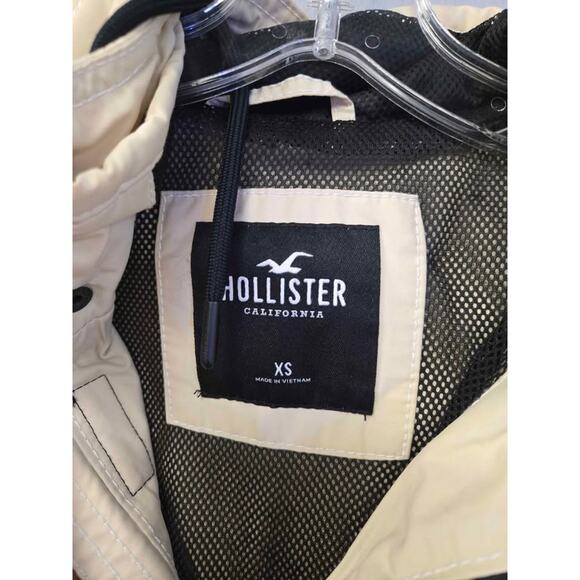 Hollister All-Weather Anorak Jacket Cream/Beige XS Half-Zip Utility Style - Picture 4 of 5